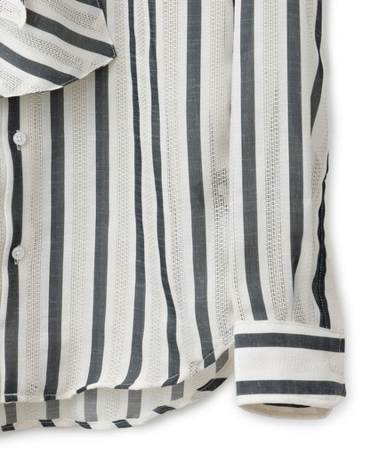 ys Yuji SUGENO / Karami Stripe Regular Shirt with Ascot Stole - IVORY