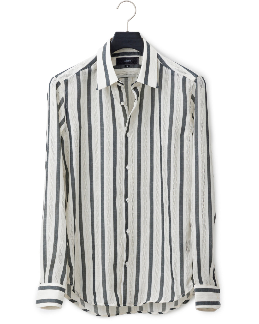 ys Yuji SUGENO / Karami Stripe Regular Shirt with Ascot Stole - IVORY