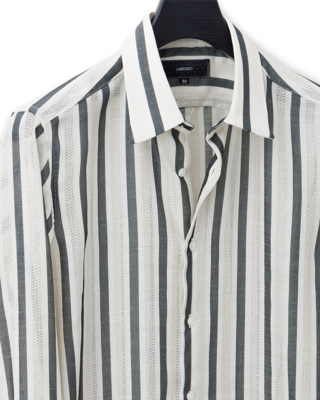 ys Yuji SUGENO / Karami Stripe Regular Shirt with Ascot Stole - IVORY