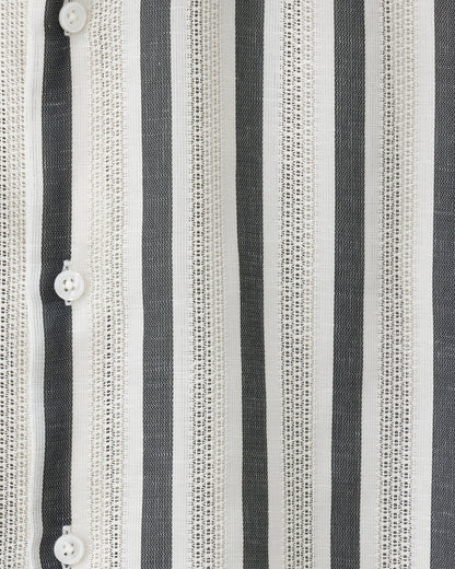 ys Yuji SUGENO / Karami Stripe Regular Shirt with Ascot Stole - IVORY