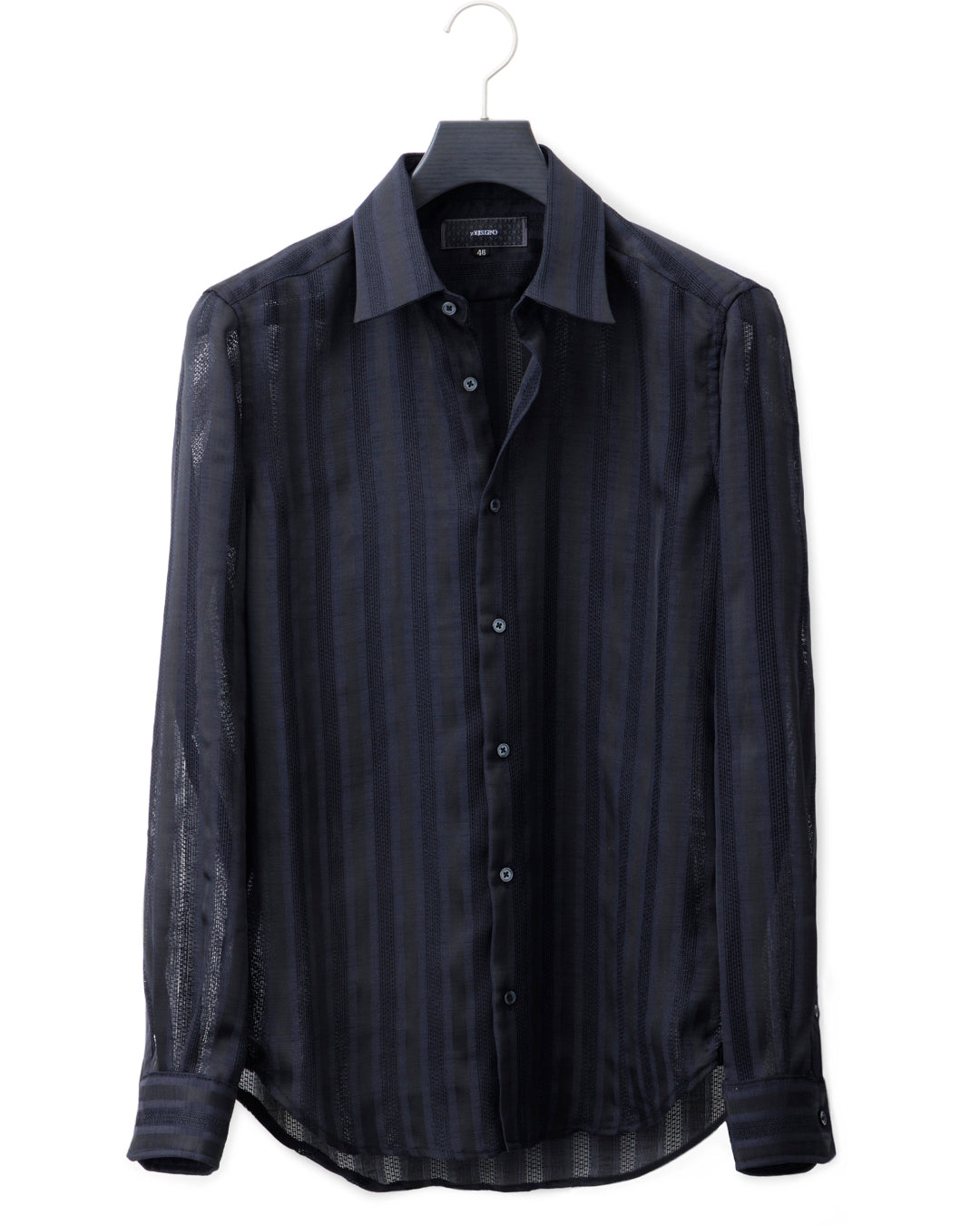 ys Yuji SUGENO / Karami Stripe Regular Shirt with Ascot Stole - BLACK