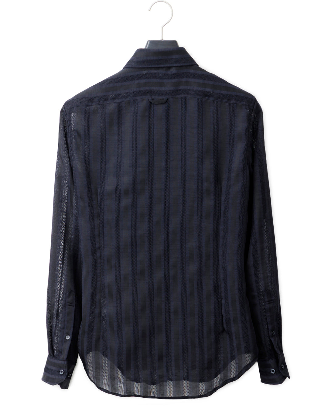 ys Yuji SUGENO / Karami Stripe Regular Shirt with Ascot Stole - BLACK