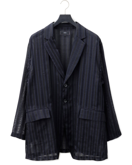 ys Yuji SUGENO / Karami Stripe Over Jacket - BLACK