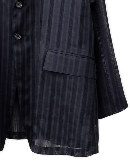ys Yuji SUGENO / Karami Stripe Over Jacket - BLACK