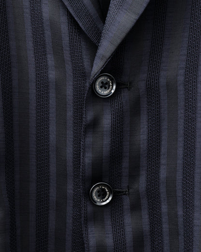 ys Yuji SUGENO / Karami Stripe Over Jacket - BLACK