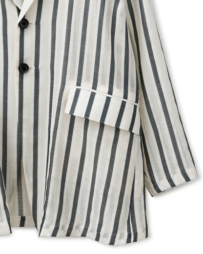 ys Yuji SUGENO / Karami Stripe Over Jacket - IVORY