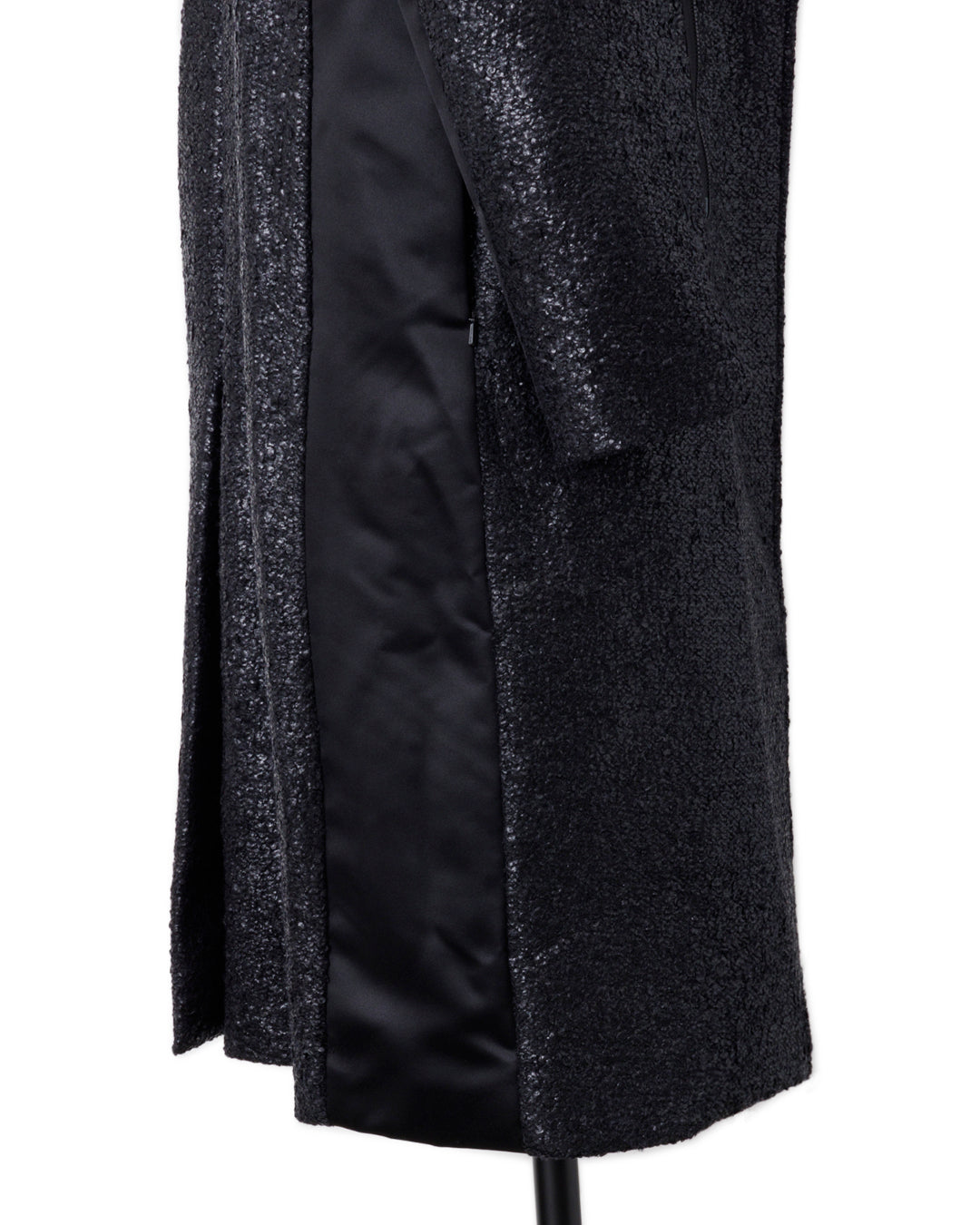 ys Yuji SUGENO / Black Foil Tweed No-Collar Riders Coat