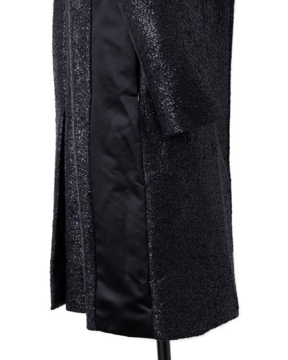 ys Yuji SUGENO / Black Foil Tweed No-Collar Riders Coat
