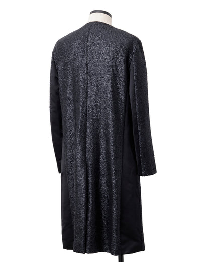 ys Yuji SUGENO / Black Foil Tweed No-Collar Riders Coat