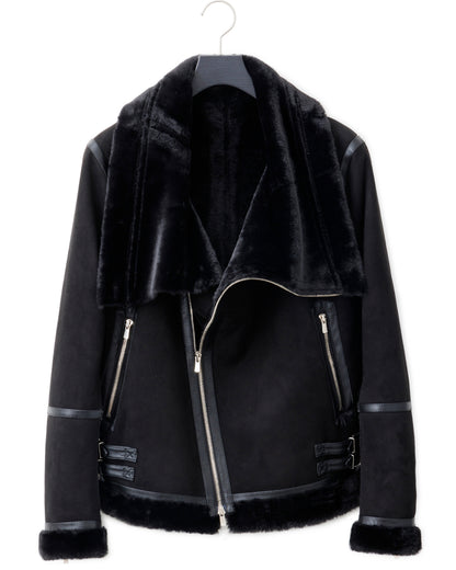 ys Yuji SUGENO / Bonded Shearling High Collar Riders Jacket