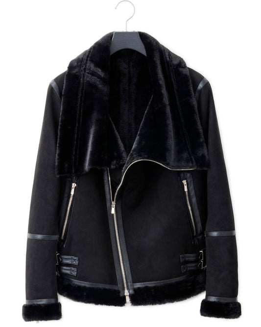 ys Yuji SUGENO / Bonded Shearling High Collar Riders Jacket
