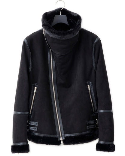 ys Yuji SUGENO / Bonded Shearling High Collar Riders Jacket