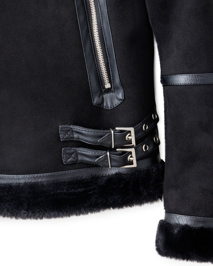 ys Yuji SUGENO / Bonded Shearling High Collar Riders Jacket