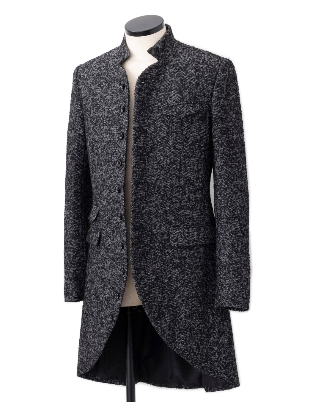 Bennu / Wooly Tweed Round-Tail Long Jacket