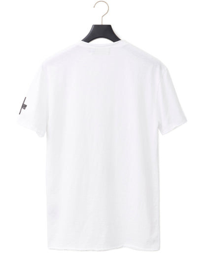 Bennu / Printed Vneck Tee - Arabesque Frame - WHITE