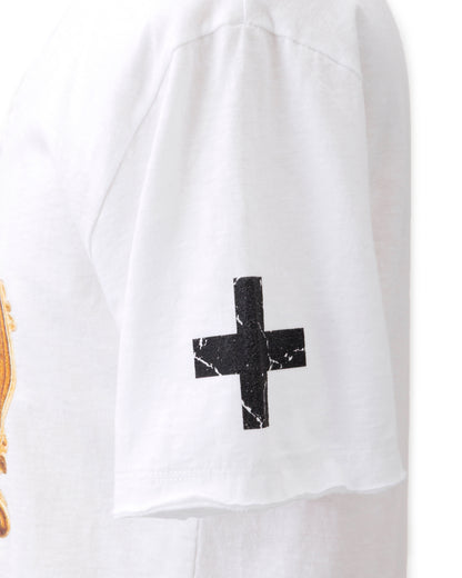 Bennu / Printed Vneck Tee - Arabesque Frame - WHITE