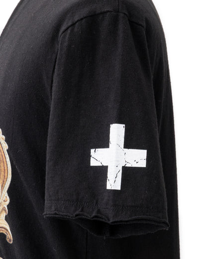 Bennu / Printed Vneck Tee - Arabesque Frame - BLACK