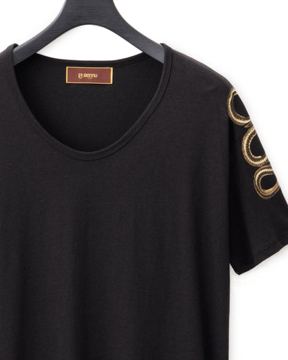 Bennu / Printed Loose Fit Tee - Snake - BLACK