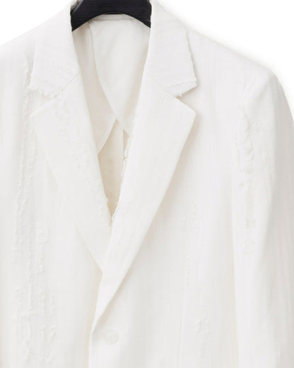 HARRISON WONG / Ripped Texture 1B Blazer - White