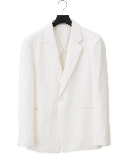 HARRISON WONG / Ripped Texture 1B Blazer - White