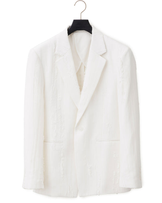 HARRISON WONG / Ripped Texture 1B Blazer - White
