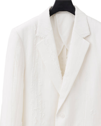 HARRISON WONG / Ripped Texture 1B Blazer - White