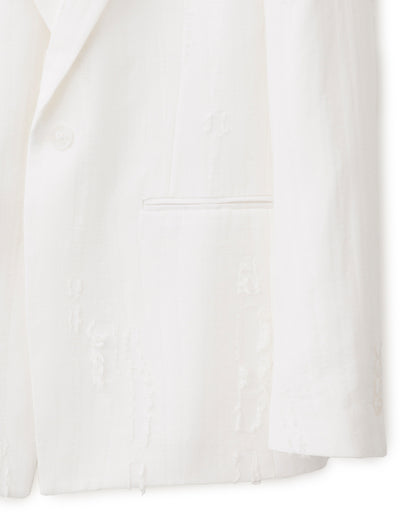HARRISON WONG / Ripped Texture 1B Blazer - White