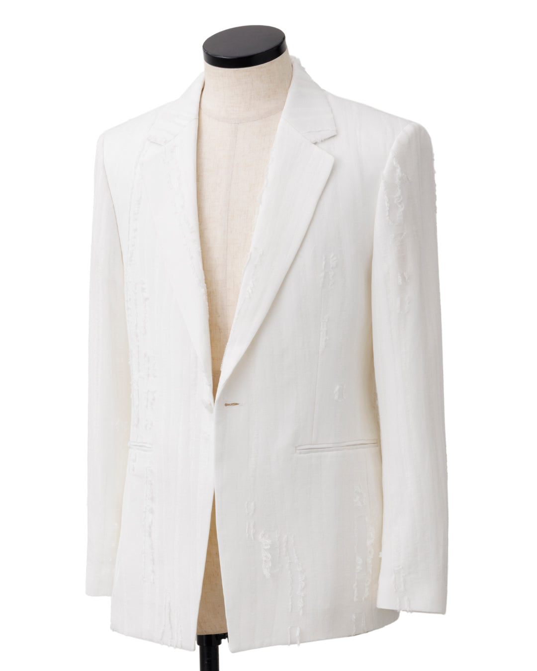 HARRISON WONG / Ripped Texture 1B Blazer - White