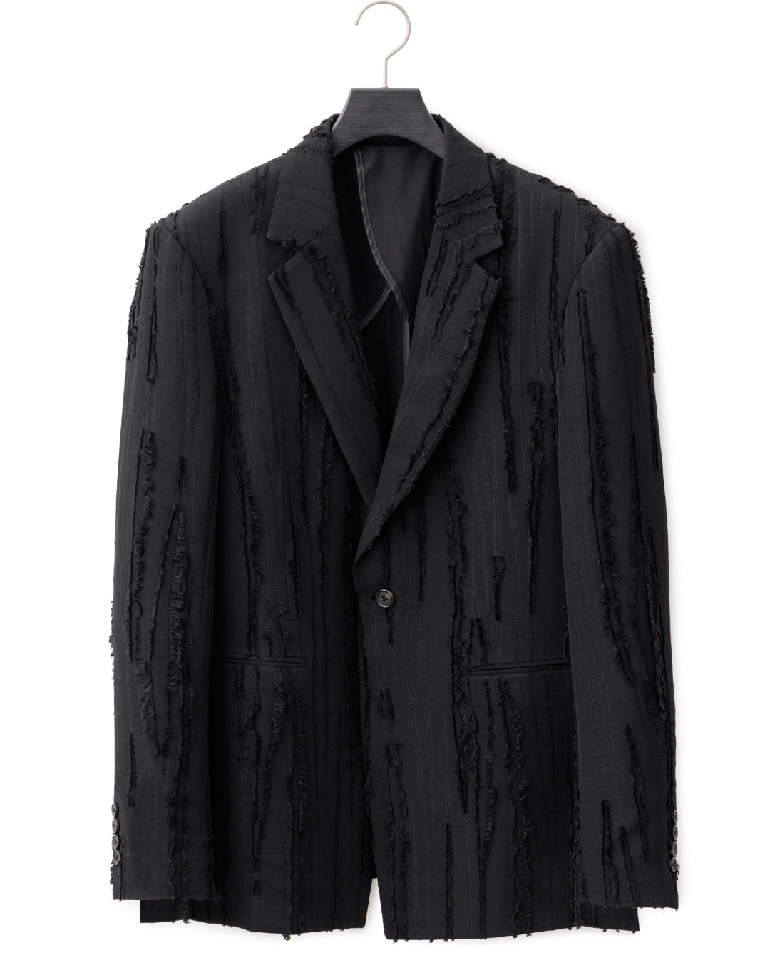 HARRISON WONG / Ripped Texture 1B Blazer - Black