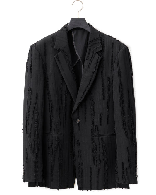 HARRISON WONG / Ripped Texture 1B Blazer - Black