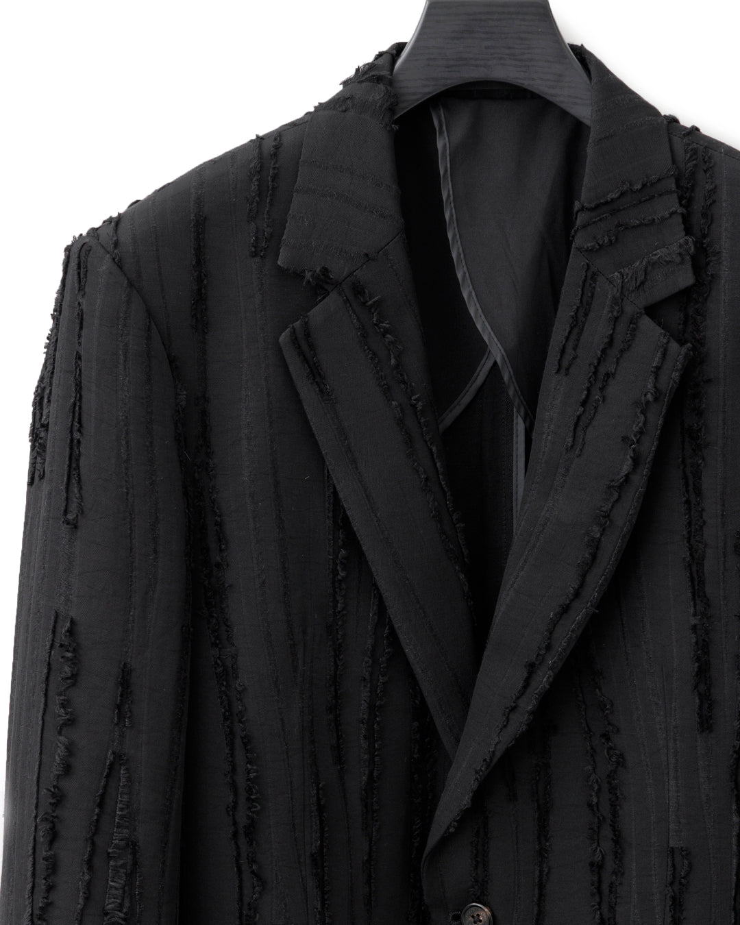 HARRISON WONG / Ripped Texture 1B Blazer - Black