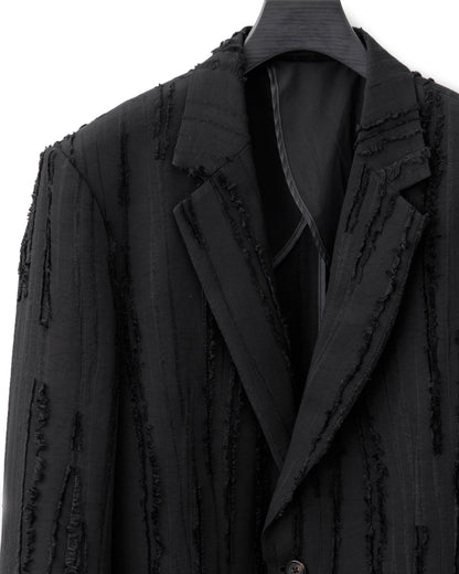 HARRISON WONG / Ripped Texture 1B Blazer - Black