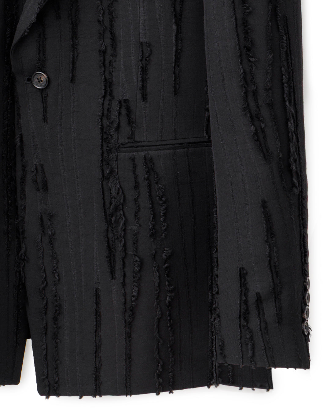 HARRISON WONG / Ripped Texture 1B Blazer - Black