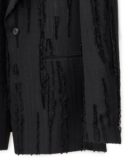 HARRISON WONG / Ripped Texture 1B Blazer - Black