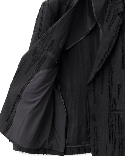HARRISON WONG / Ripped Texture 1B Blazer - Black