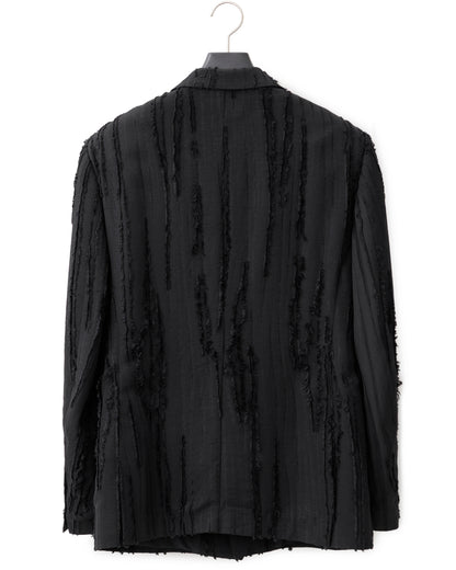 HARRISON WONG / Ripped Texture 1B Blazer - Black