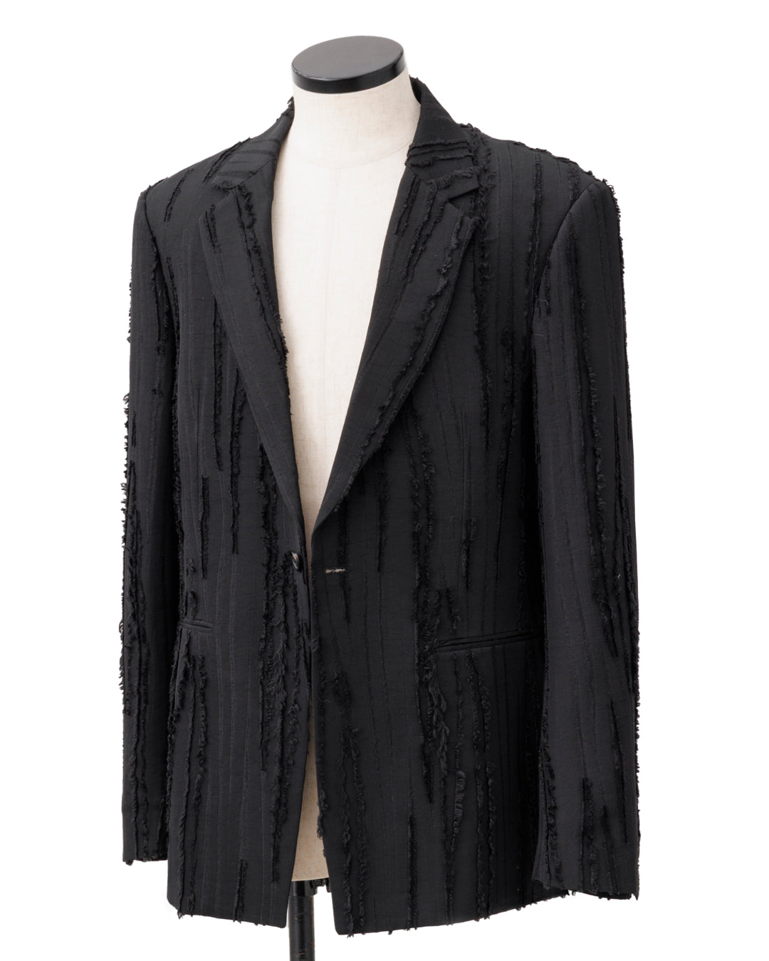 HARRISON WONG / Ripped Texture 1B Blazer - Black