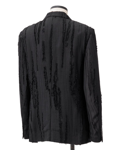 HARRISON WONG / Ripped Texture 1B Blazer - Black