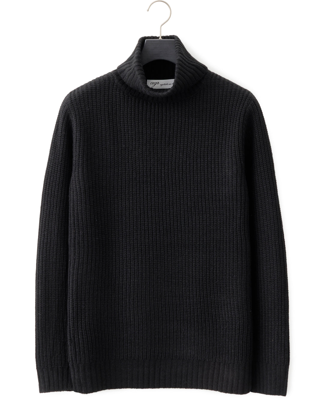 agr / Rib Turtle-Neck KN - Black
