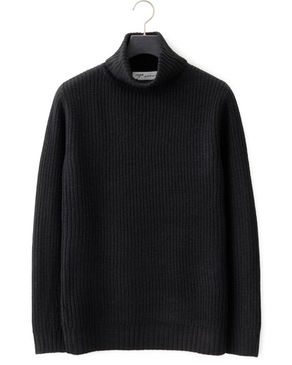 agr / Rib Turtle-Neck KN - Black