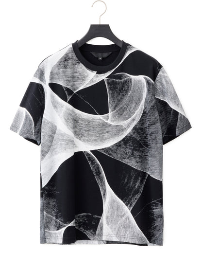 HARRISON WONG / Regular Fit Tee With Organic Wave Print - Black