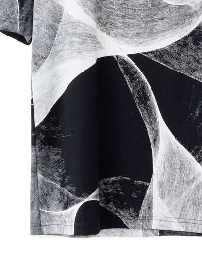 HARRISON WONG / Regular Fit Tee With Organic Wave Print - Black