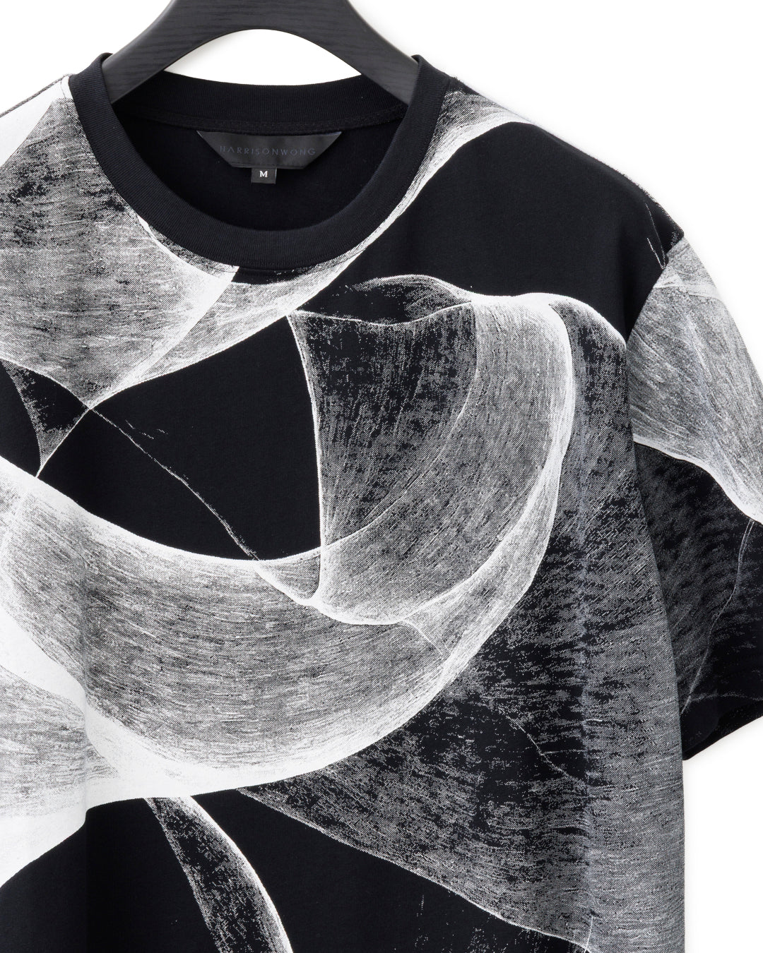 HARRISON WONG / Regular Fit Tee With Organic Wave Print - Black