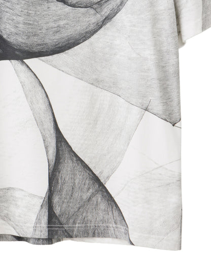 HARRISON WONG / Regular Fit Tee With Organic Wave Print - White