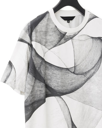 HARRISON WONG / Regular Fit Tee With Organic Wave Print - White