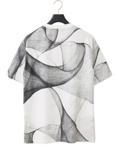 HARRISON WONG / Regular Fit Tee With Organic Wave Print - White