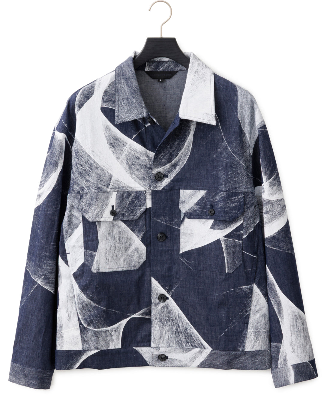 HARRISON WONG / Light Denim Jacket With Curvy Shadow Print