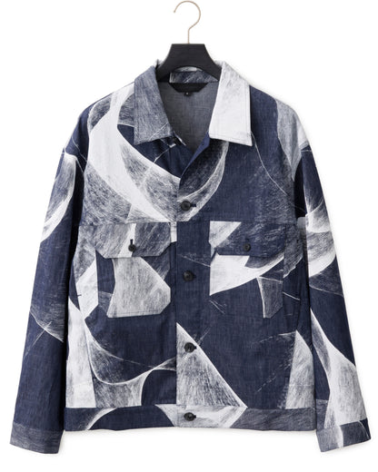 HARRISON WONG / Light Denim Jacket With Curvy Shadow Print
