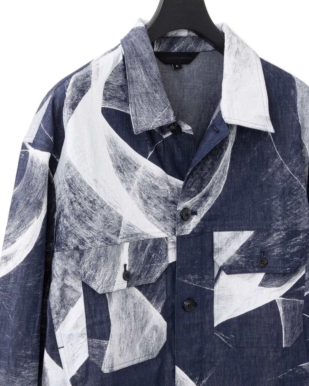 HARRISON WONG / Light Denim Jacket With Curvy Shadow Print
