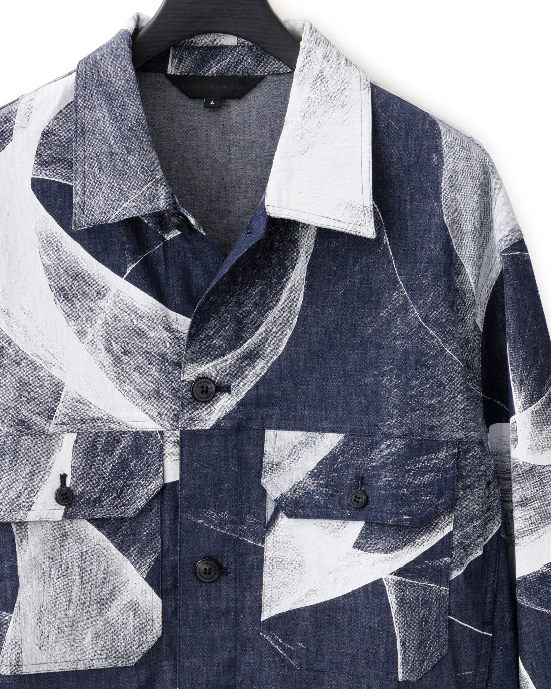 HARRISON WONG / Light Denim Jacket With Curvy Shadow Print